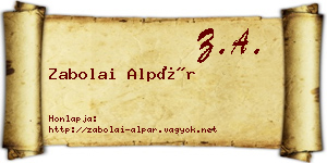 Zabolai Alpár névjegykártya